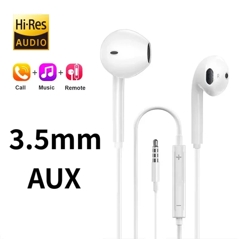 Type C Wired Earphones For in-ear iPhone 17 16 15 Max Xiaomi 14 13 12 11 Pro 3.5mm Headphone Headset Huawei Samsung Phone Tablet 3.5mm China Mainland Tidesmit