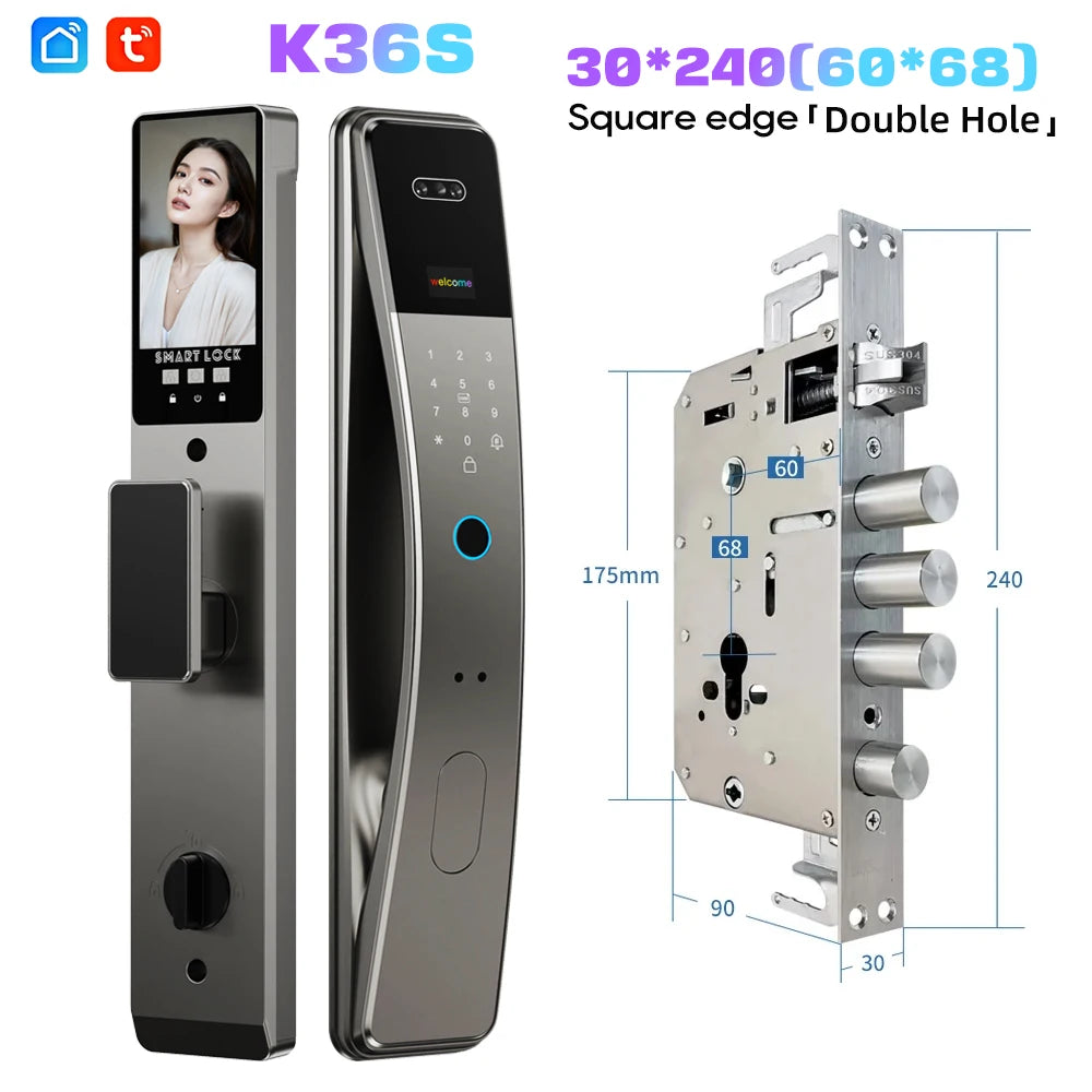 3D Face Recognition Fingerprint Password Smart Door Lock With Camera FIngerprint Password Unlock Keyless Electronic Door Lock