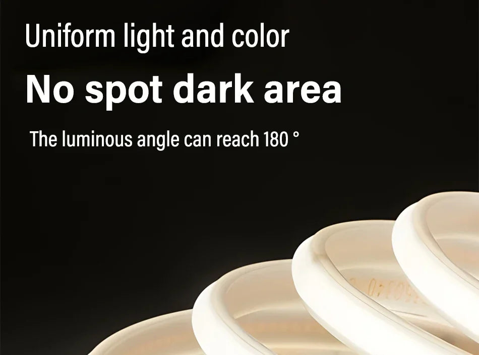 220V COB LED Strip with Switch /Dimmable Waterproof 360LED Strip EU Plug for Outdoor Indoor Room Backlight Garden Kitchen TV