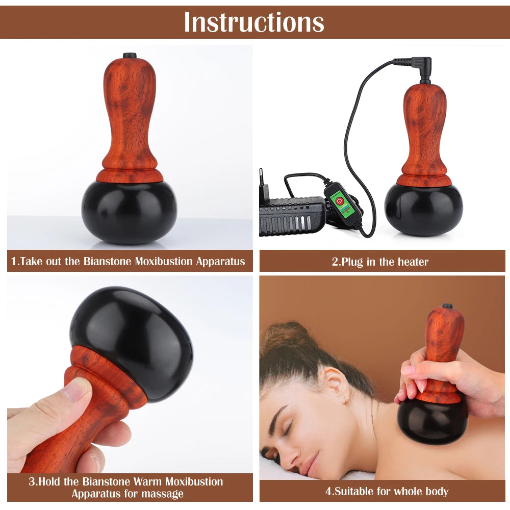 Electric Bianstone Warming Massage Tool - Heated Deep Tissue Guasha Ball Back Massage Instrument Tidesmit