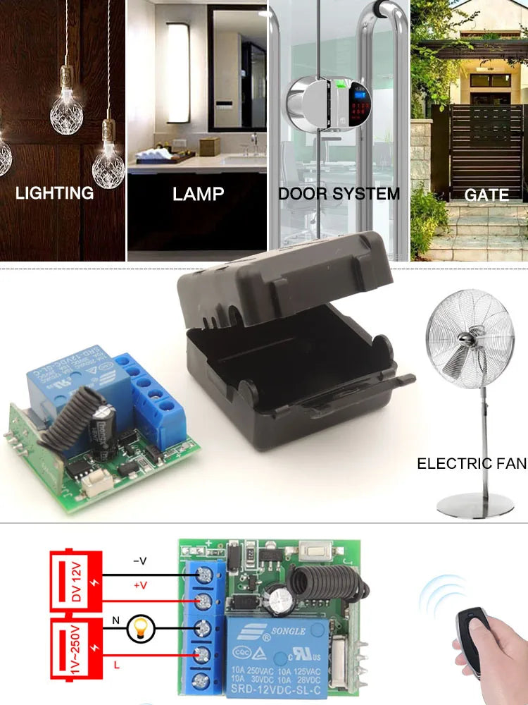 433Mhz Wireless Remote Switch Relay Kit - 12V Reliable Home Automation Tidesmit
