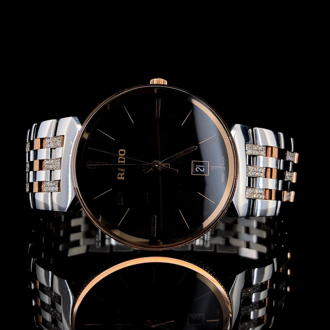 Branded Luxury Men's Rose Gold Mechanical Watch Stainless Steel Case 40mm Glass Dial Analog ETA Movement Diamond Bezel 20mm Band