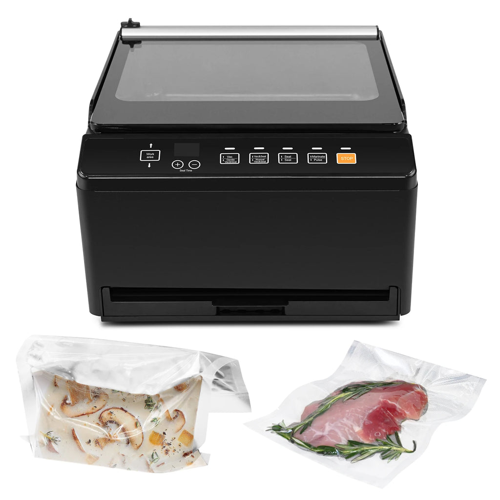 Automatic Chamber Vacuum Sealer Machine, -95Kpa Commercial Food Sealer, 30cm Sealing Width for Dry & Moist Food