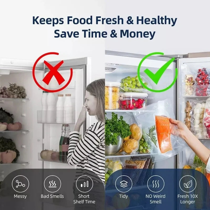 Electric Vacuum Sealer Food Storage Seal Touch Button Dry/Wet Built-in Cutter Kitchen Food Sealing Vacuum Packaging Machine