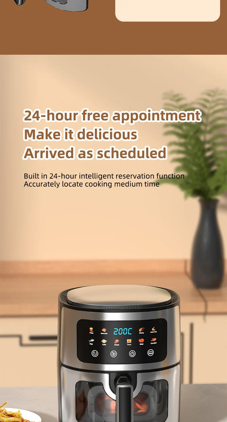 Wholesale 10L Black Air Fryer Fast Healthy Oil-Free,Visual Window ,Make Snacks, Pastries, and Finger Foods,Household Party Use