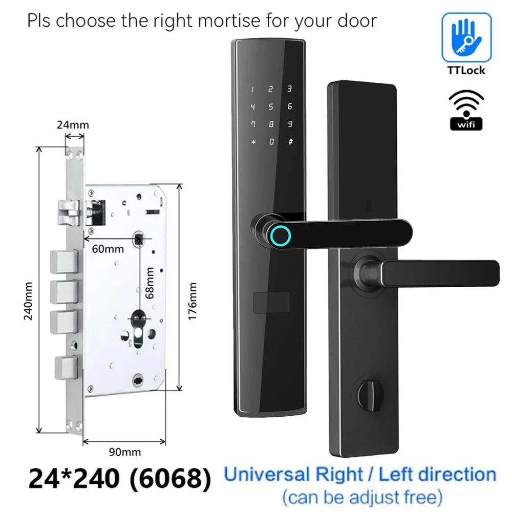 WiFi Smart Lock for Front Door TTlock APP Remote Control Fingerprint Keypad Door Lock Keyless Entry for Door Thickness 40-120mm