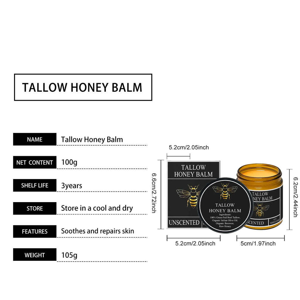 Tallow Honey Balm Firming Nourishing & Hydrating Skin Care Smoothing Soothe Skin Improves Elasticity Tallow Honey Moisturizer