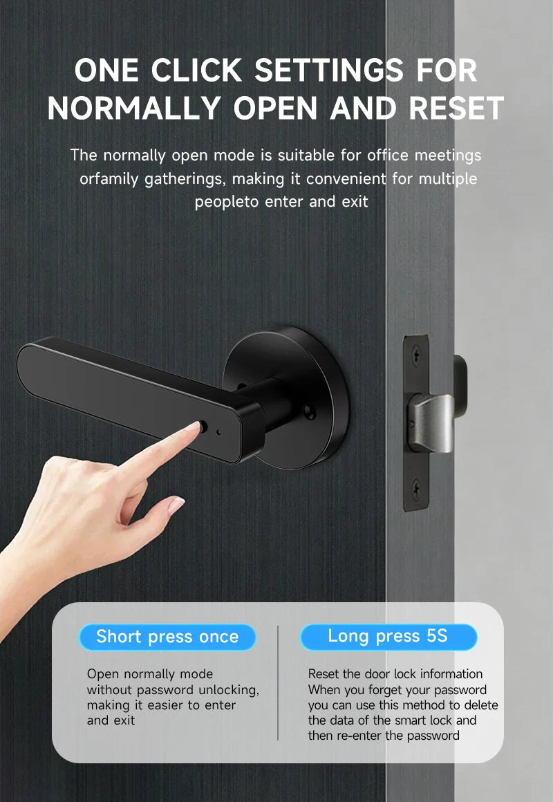 ICCSSI Smart Door Lock Fingerprint Lock Fingerprint/Tuya APP/Password/IC Card/key Unlock Multi Language Audio Playback B208APRO
