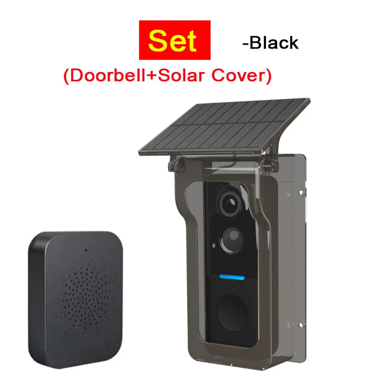Tuya 1080P Doorbell Camera WIFI with Solar Cover 2-way Audio Intercom Video Motion Detect Waterproof Outdoor Wireless Doorbell