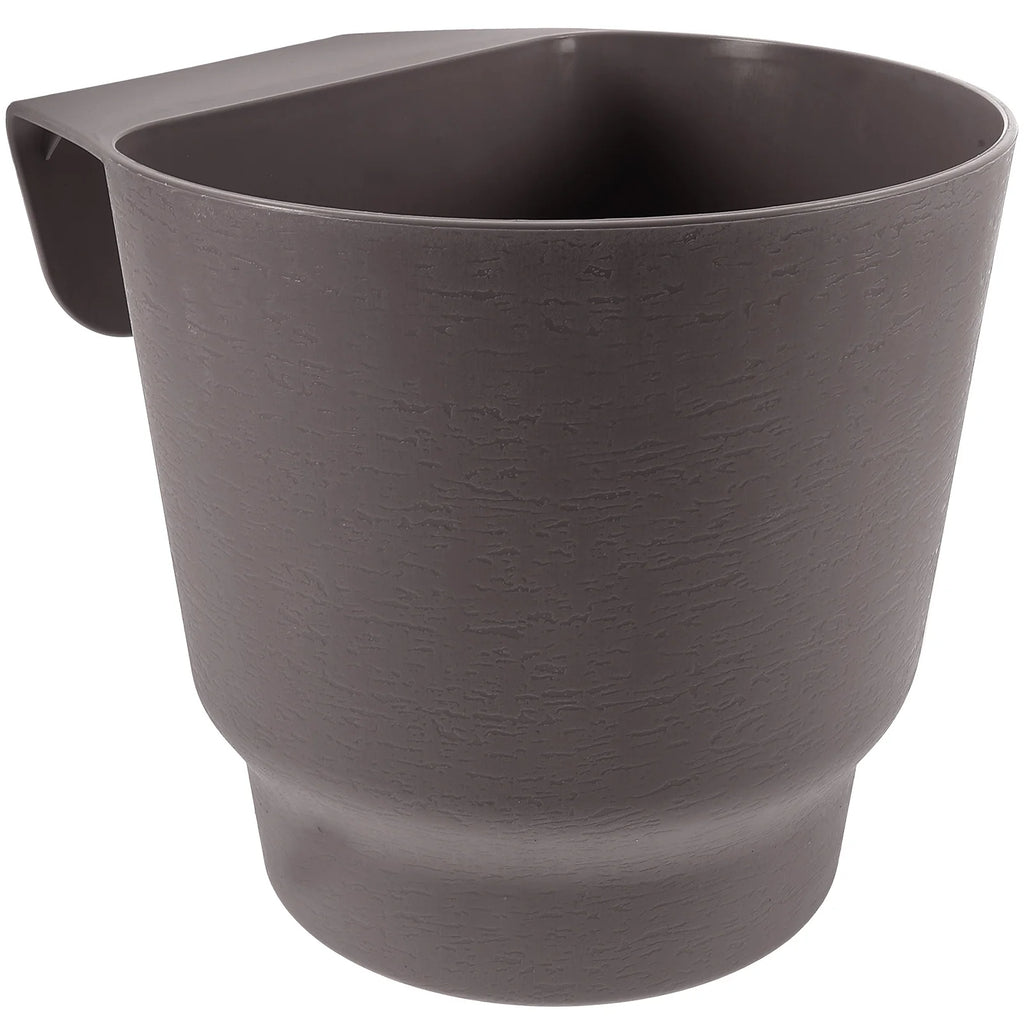 Round Black Thickened Plastic Hanging Plant Pot Railing Flower Planter Balcony Wall Decorative Flowerpot Garden Supplies