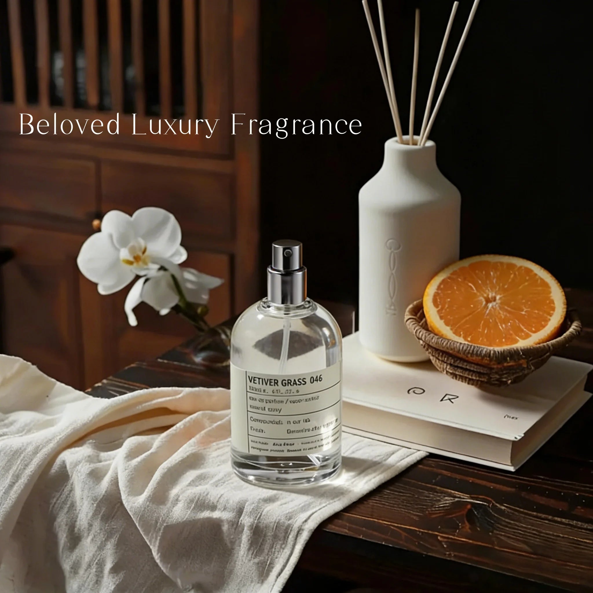 Vetiver Grass 046 unisex 100ml Eau de Toilette. Fresh sandalwood and fruity scent in a minimalist round glass bottle.