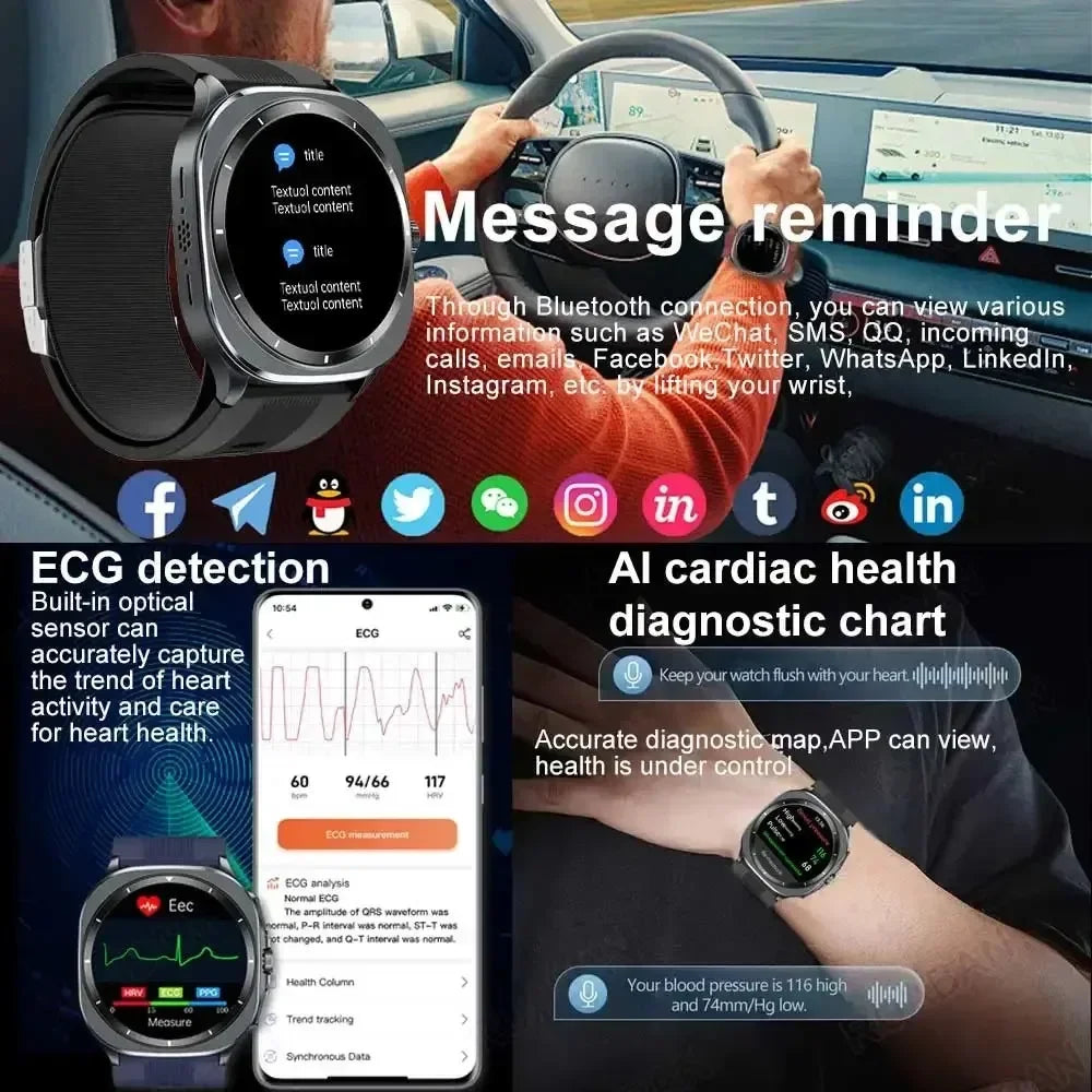 for Samsung Air Pump Airbag Smart Watch Men, Micro Physical Examination Accurate Measure Blood Pressure Sport SmartWatch 2025New