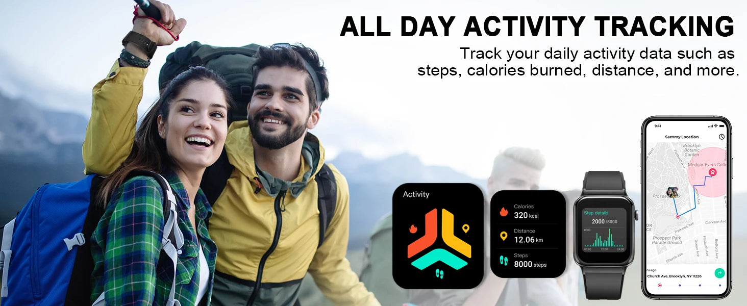 T50 1.85" Ultra Thin Smartwatch (Answer/Make Call), IP68 Waterproof Fitness Tracker, 100+Sport Modes, Heart Rate/Sleep Monito.