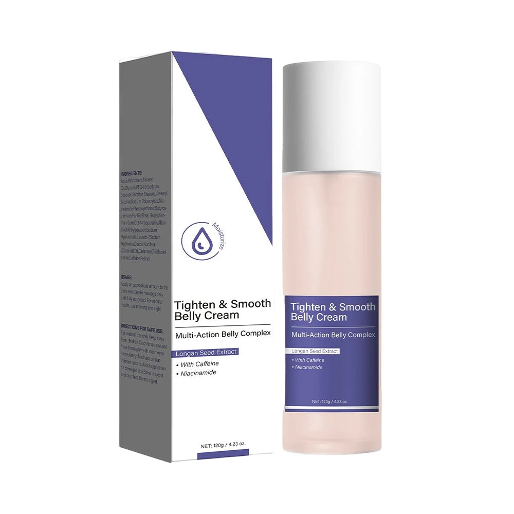 Tighten Smooth Belly Cream with Caffeine & Nicotinamide, Smoothing, Brightening, and Firming Body Lotion, 120g