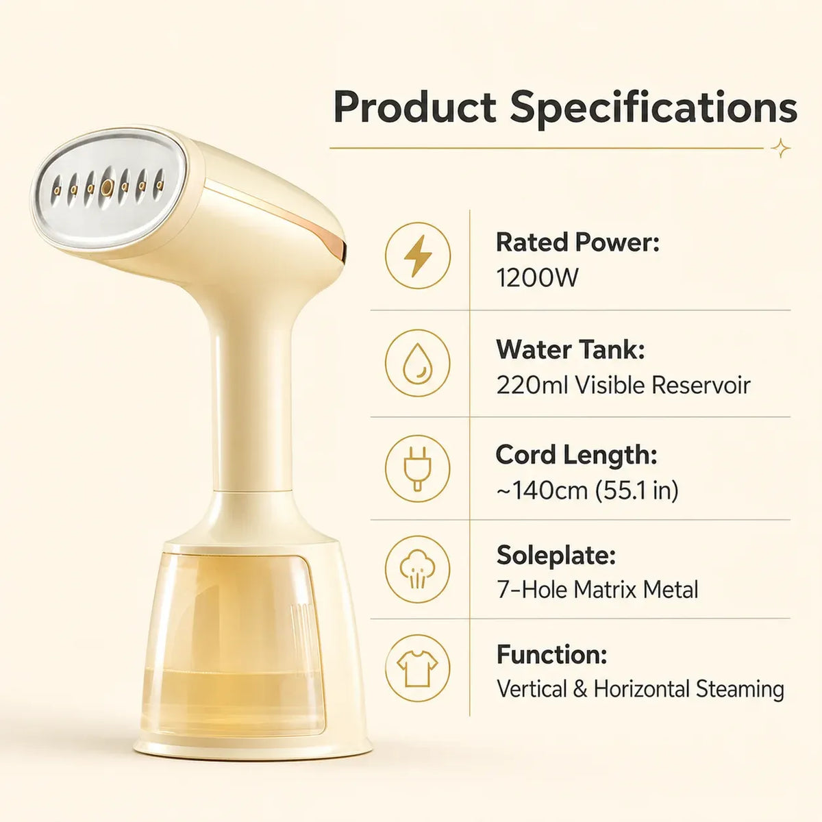 OBOVAY Handheld Garment Steamer 1200W 220ml Portable