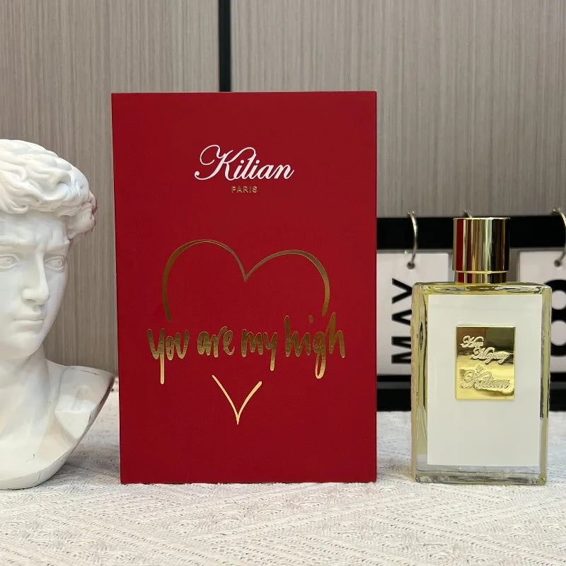 Kilian Paris You Are My High EDP: Unisex 50ml niche woody floral perfume in a sleek glass bottle with gold cap.
