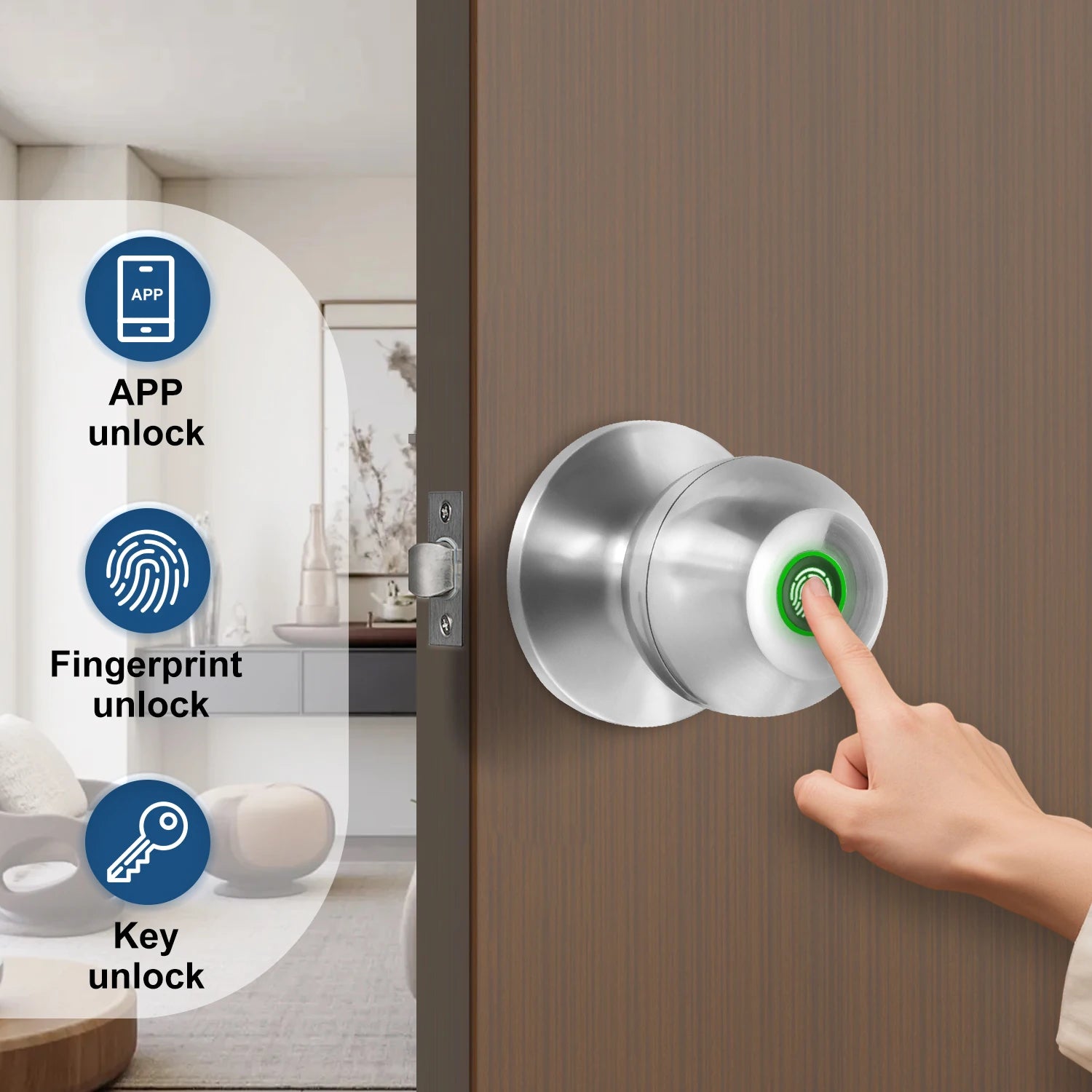 Tuya Smart Door Lock Fingerprint Biometric Spherical Lock Smart Home Devices Security Protection Automation Residential