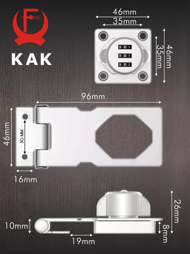 KAK 3 Digit Household Security Cabinet Password Locks Keyless Drawer Combination Coded Door Lock Zinc Alloy Furniture Hardware