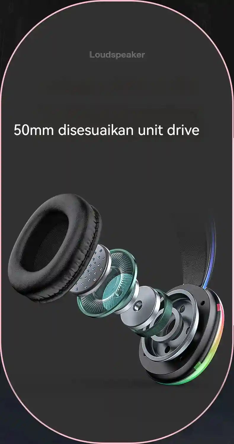 Gaming Headset with Noise Canceling Mic - Over-Ear Low Latency Black Tidesmit