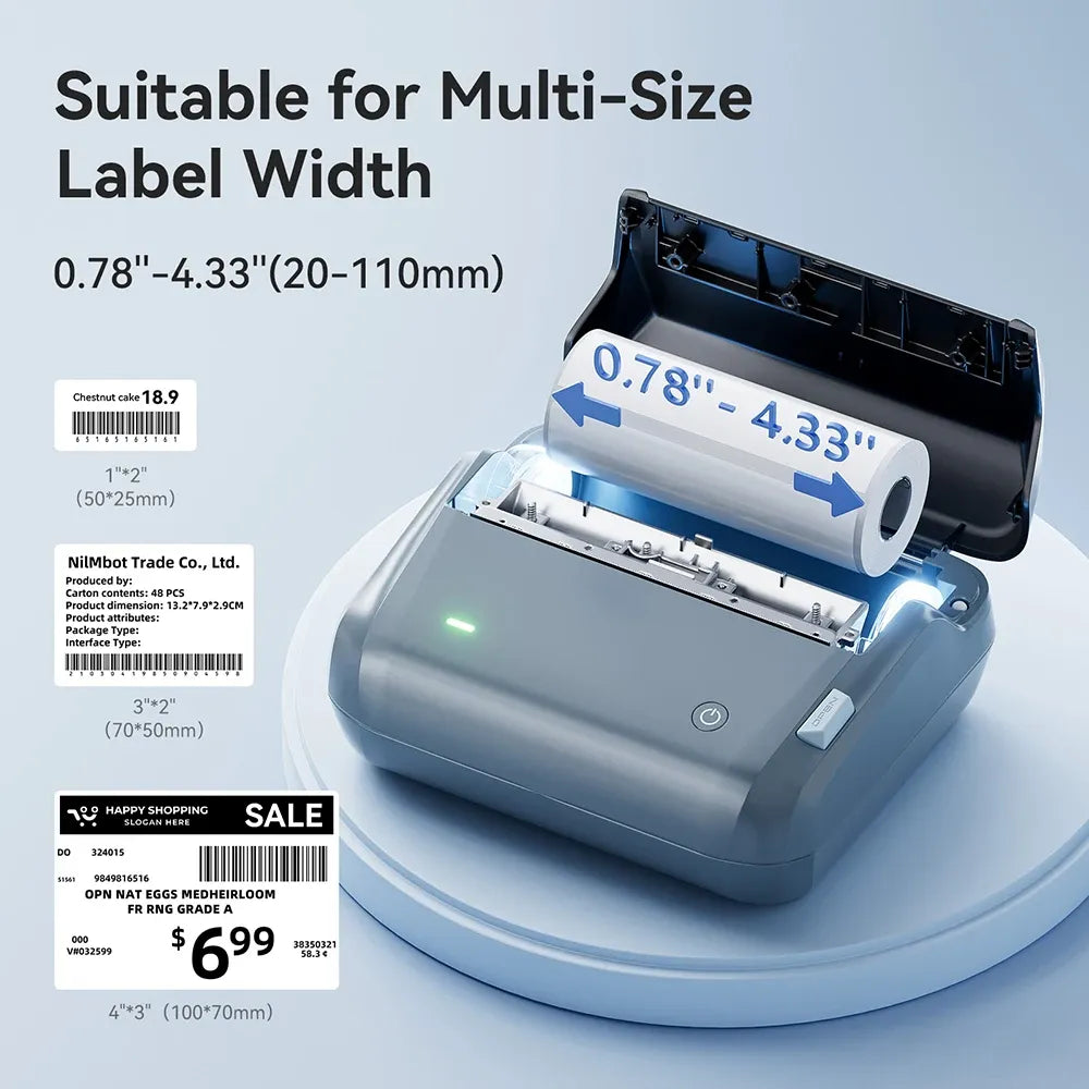 White self-adhesive label rolls for thermal label printers, multi-size width labels