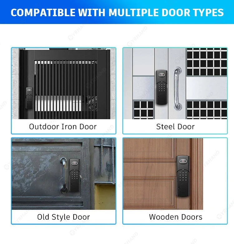 Tuya WiFi APP 3D Face Recognition Fingerprint Smart Lock Waterproof Gate Iron Door RFID Digital Face Recognition Lock For home