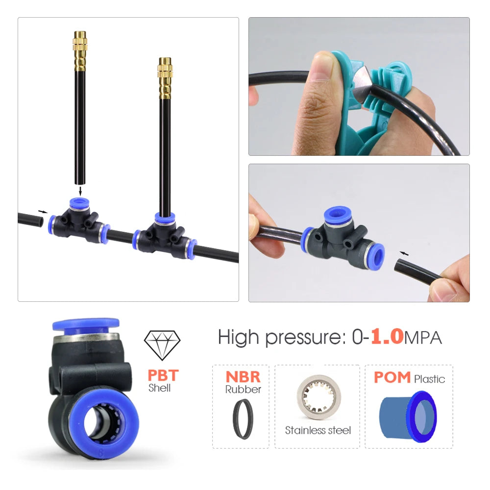 360° Free Rotate Adjustment Flexible Brass Spray Watering System Garden Cooling Pump Irrigation Set Quick Connection Interface