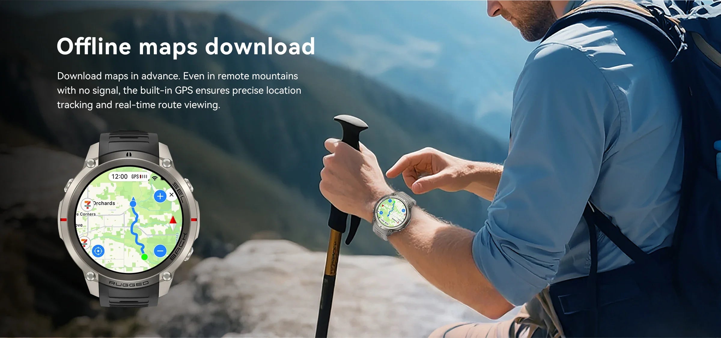 2026 New Outdoor GPS Smart Watch Map Compass Navigation 5ATM Waterproof Bluetooth Call 100+Sport Mode Men AMOLED HD Smart Watch