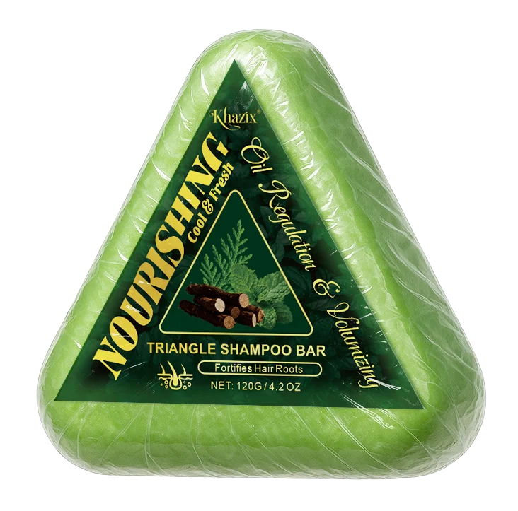 Green Triangle Soap Shampoo Bar with Usman Grass - Natural Cypress Leaf Solid Shampoo Bar for Natural Herbal Hair Care, Calming.