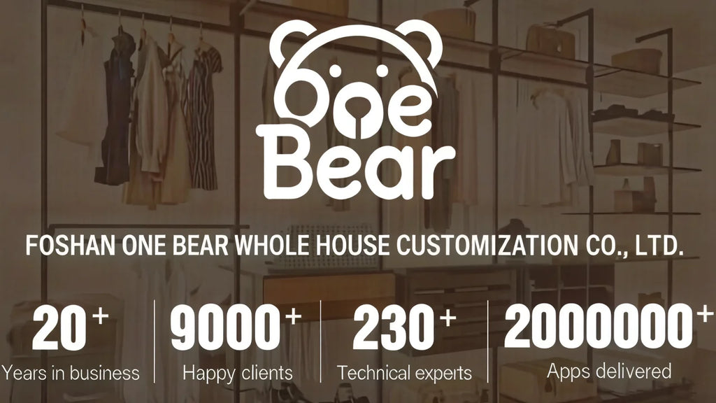 One Bear home customization promotional banner with logo and business stats