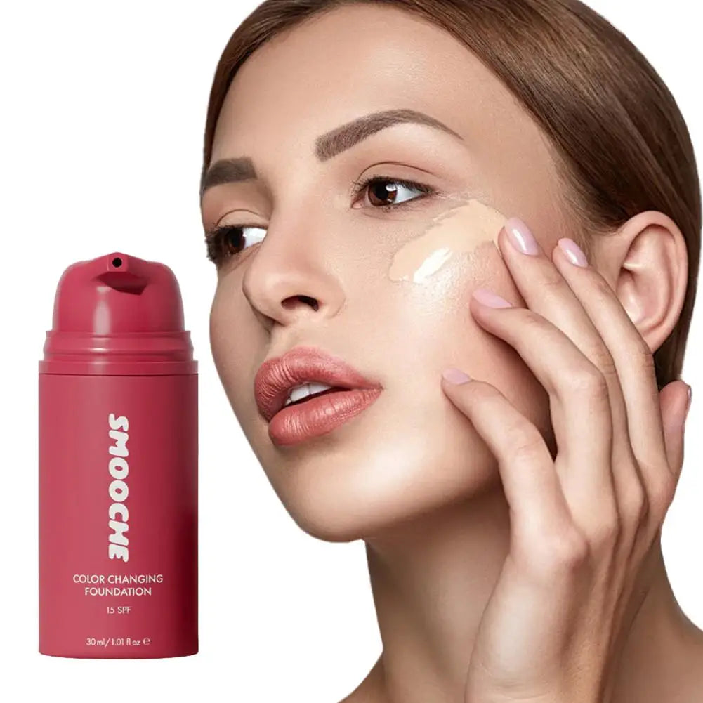 Tidesmit color changing foundation texture close-up showing auto tone adjusting coverage for flawless skin