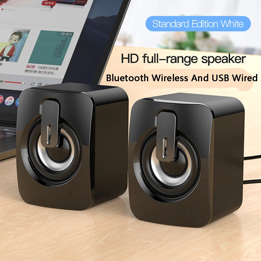 Stereo PC Soundbar - Wireless Audio Speaker for Laptop & Desktop Style B Black BT Tidesmit