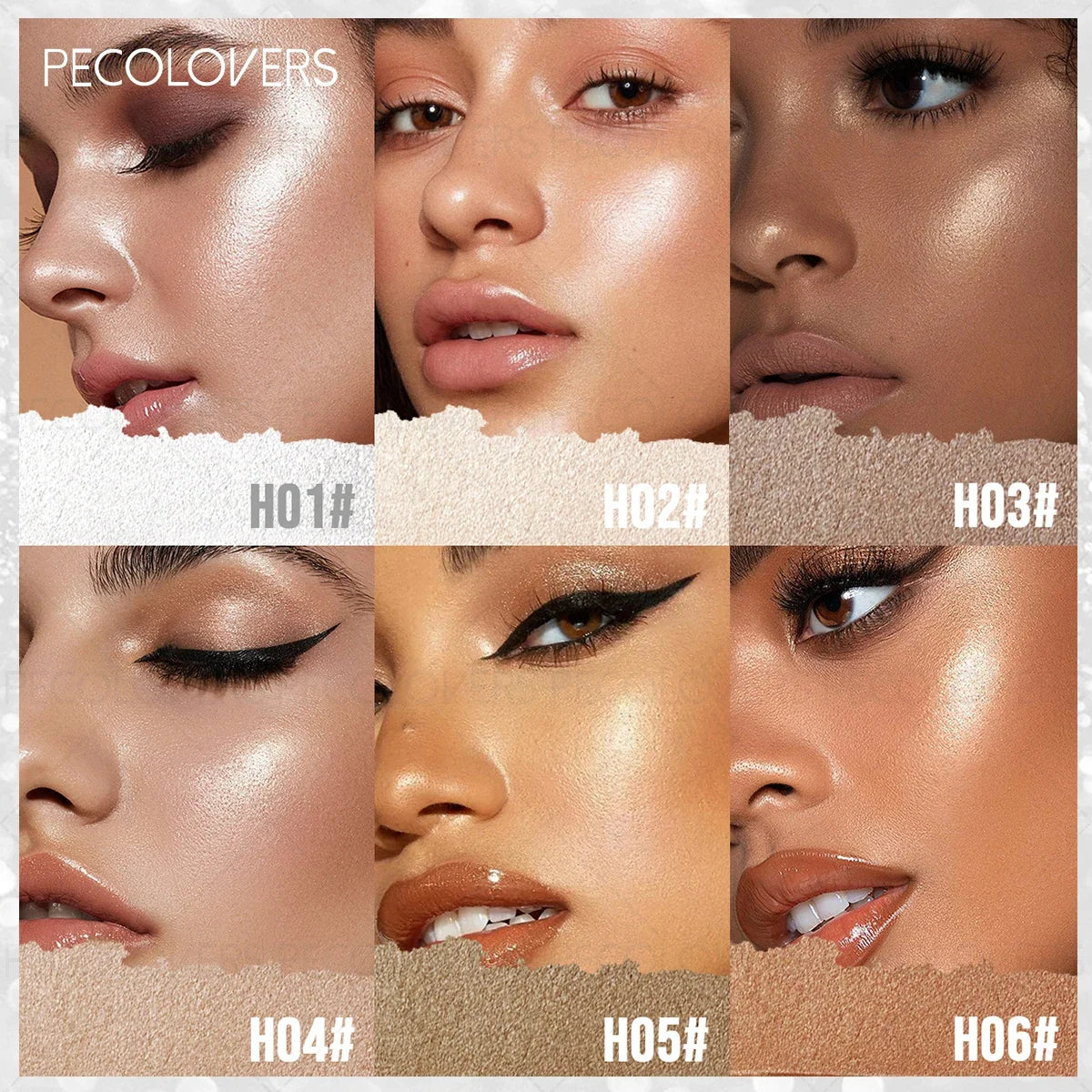 Tidesmit natural facial highlighter texture close-up for face and body pearlescent matte brightening makeup