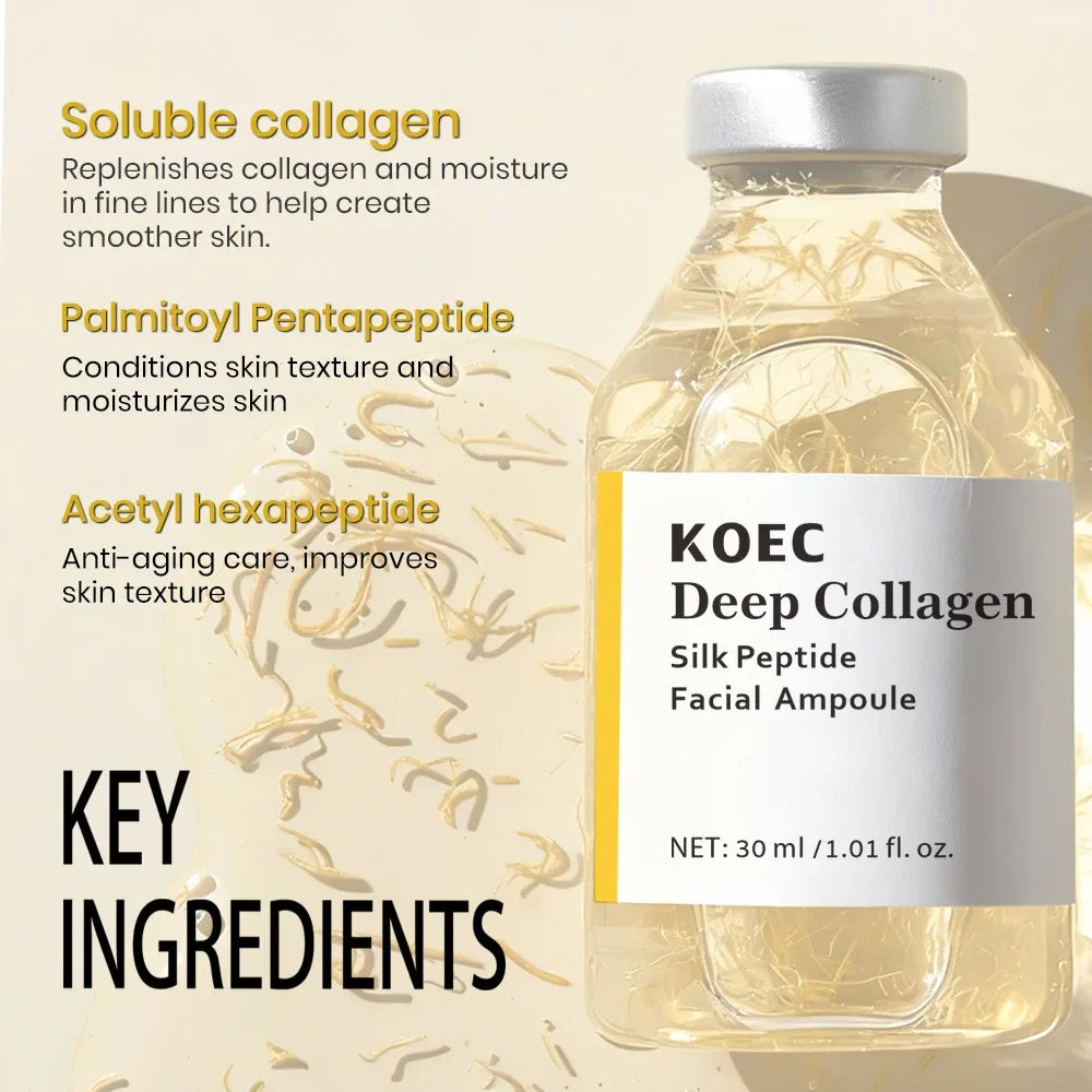 Tidesmit Deep Collagen Silk Peptide Intensive Lifting Ampoule texture close-up for firming and anti-aging face skincare