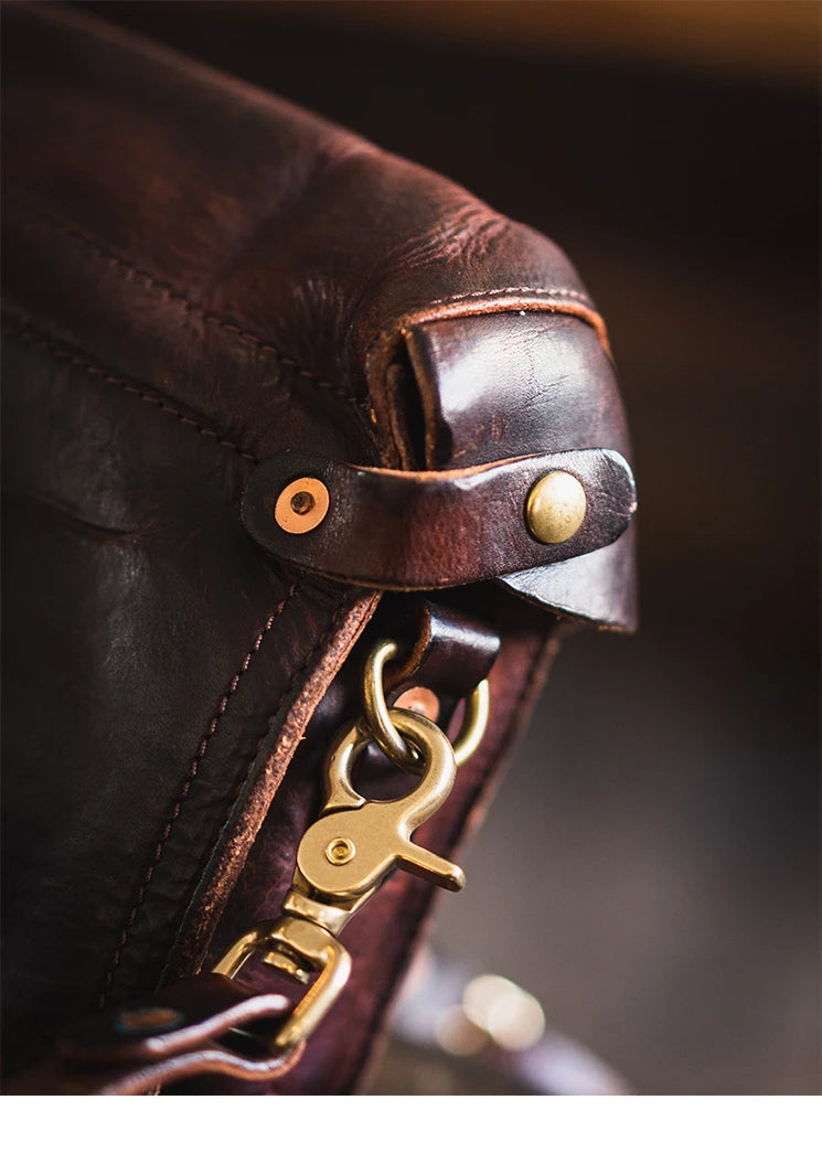 Fashion vintage outdoor daily genuine leather men's small phone shoulder bag designer handmade luxury cow leather crossbody bag