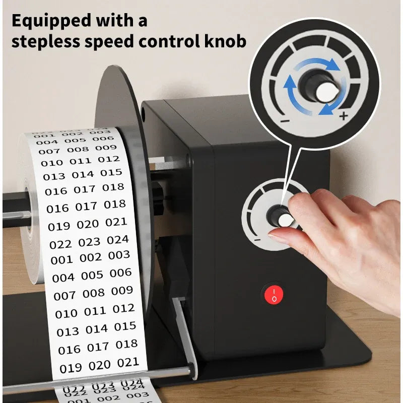 Stepless Speed Adjustable Label Rewinder Auto-sensing Barcode Label Dispenser for Industrial and Office Label Rewinding Projects