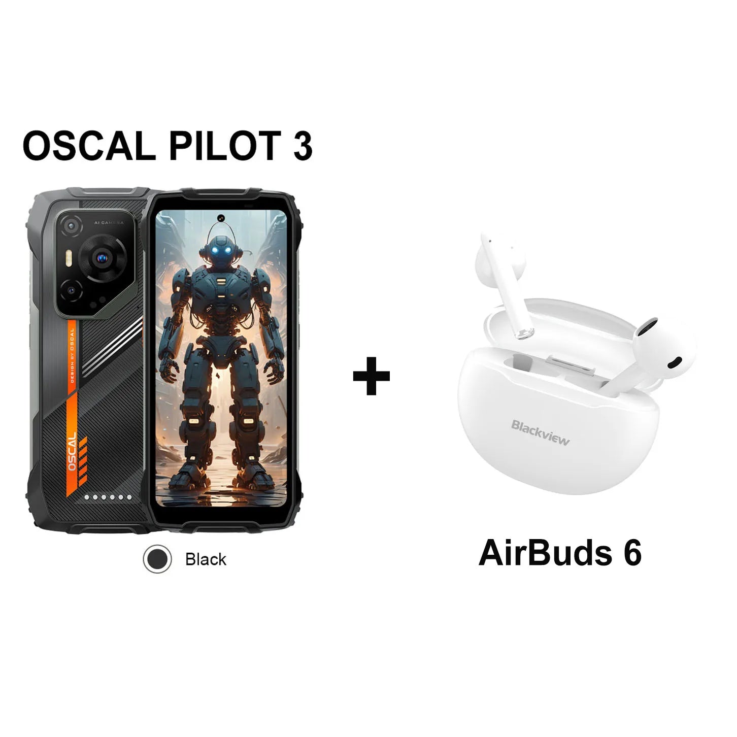 Blackview OSCAL PILOT 3 5G AI Rugged Smartphone MTK 6300, 6.78" 2.4K Display 120Hz, 12GB 256GB, 7500Amh Battery Phone,Android15