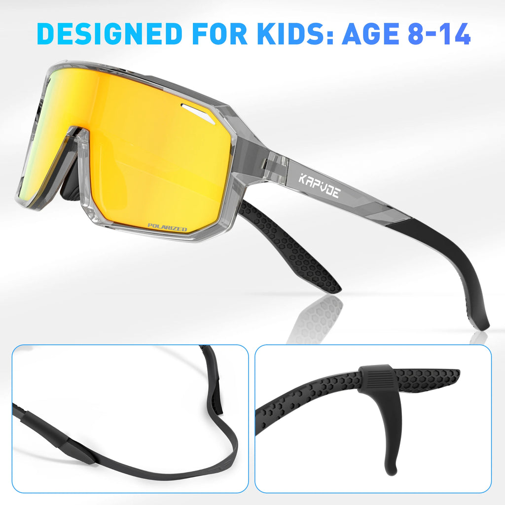 Kapvoe UV400 Polarized Outdoor Bike Cycling Child Sunglasses Teenagers Bicycle Cycling Glasses Sports Boys Girls Goggles Sale