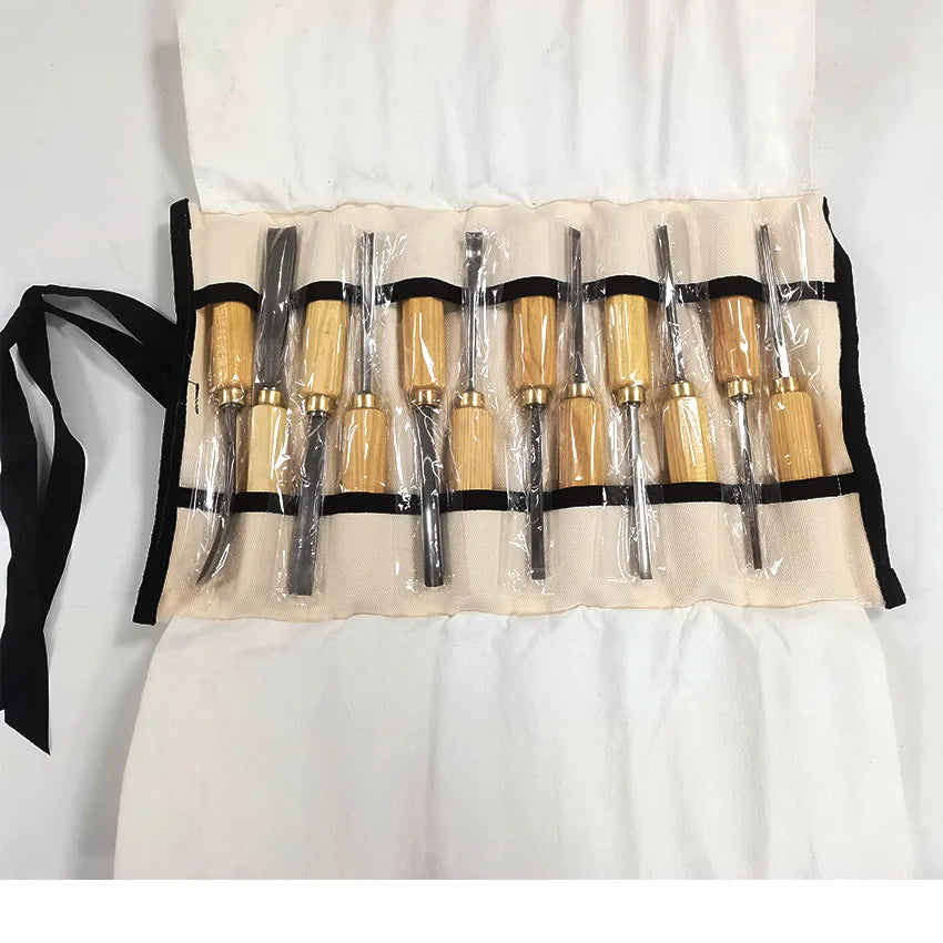 NEW 12pcs Woodworking Chisel Manual Wood Chiseling Wooden Handle Gouges for Carving Wood Carpenter DIY Carving Knife Hand Tools
