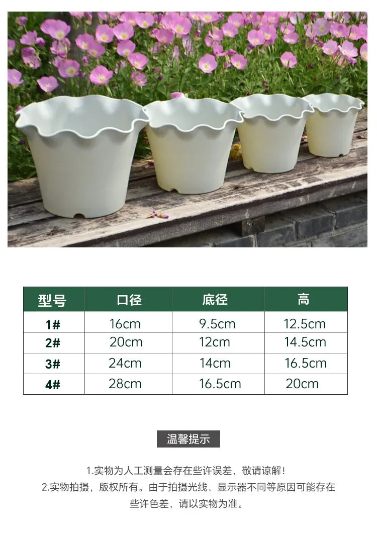 Flower Pot Lotus Leaf Edge Household Thickened Plastic Indoor Balcony Lily Wind and Wave Edge Pot 2pcs (Flower Pots Bases)