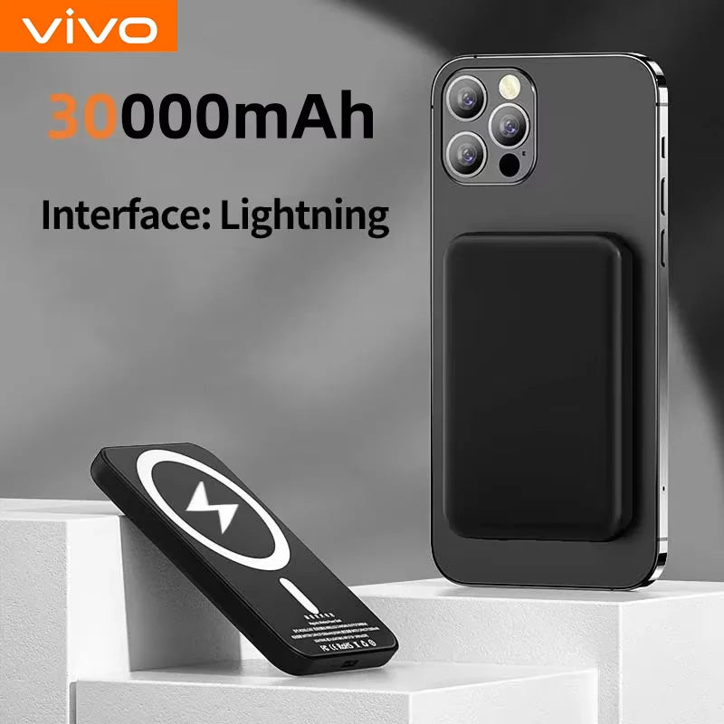 Magnetic Power Bank 50000mAh - Fast Wireless Charger for iPhone Black 30000mAh Tidesmit