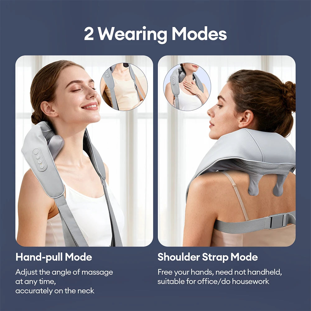 Wireless Neck and Shoulder Massager - 8-Head Deep Tissue Shiatsu Back Massage Instrument Tidesmit