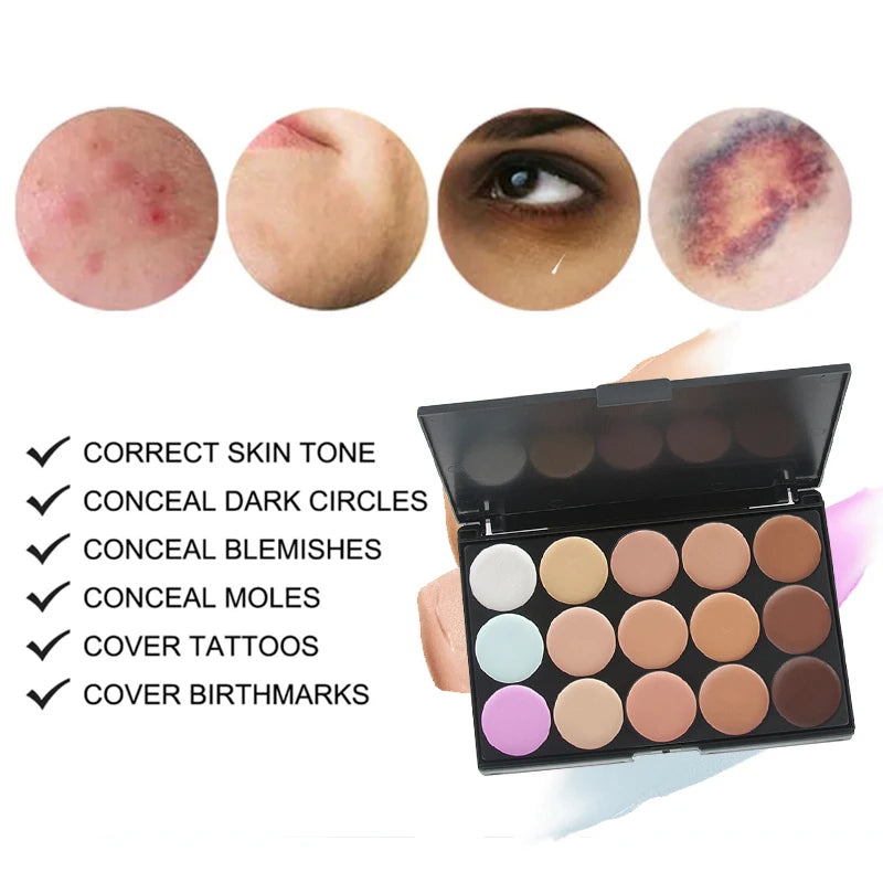 Tidesmit 15 color multifunction concealer palette texture close up for waterproof coverage of acne and dark circles