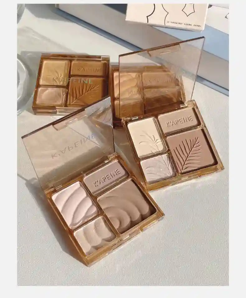 Tidesmit 4Colors matte highlighter and contour palette for 3D facial sculpting and brightening makeup