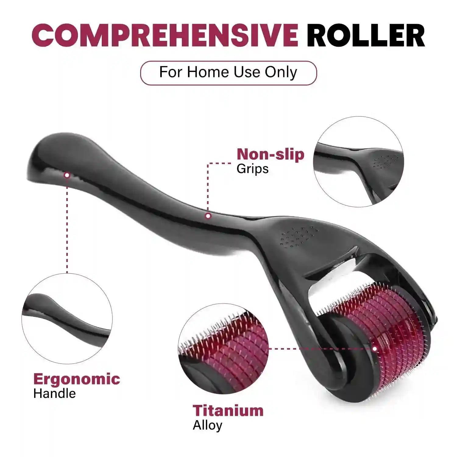 Derma Roller for Hair and Beard Growth - 540 Titanium Needles Massage Roller Tidesmit