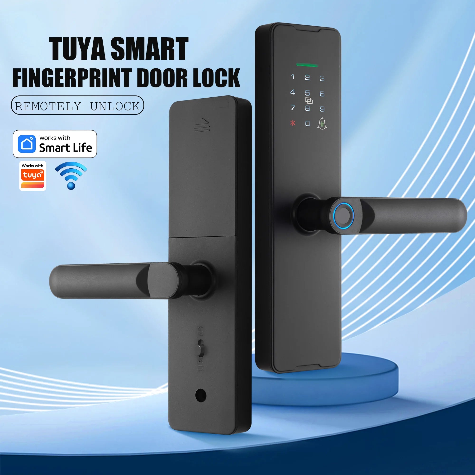 Tuya Wifi Fingerprint Smart Door Lock Digital Electronic Lock Remote Unlock Keyless Security Anti-theft Smart Home Hotel Office