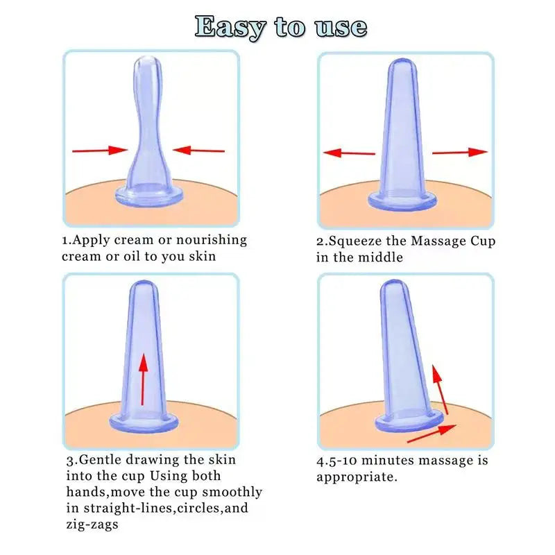 Silicone Vacuum Cupping Set for Facial Lift and Deep Tissue Recovery Back Massage Instrument Tidesmit