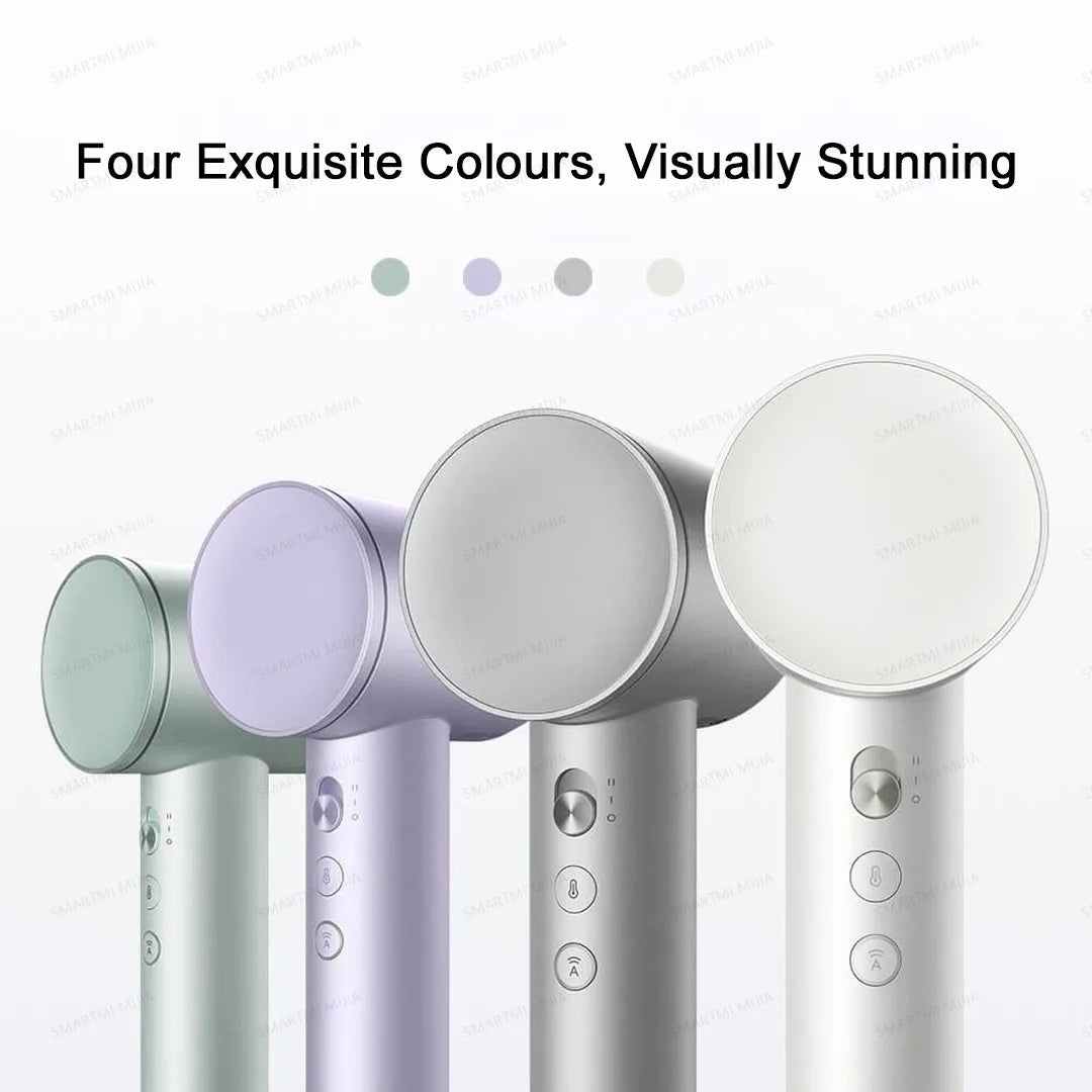 MIJIA High-Speed Hair Dryer Pro in four elegant colors with advanced airflow controls and ionic technology.