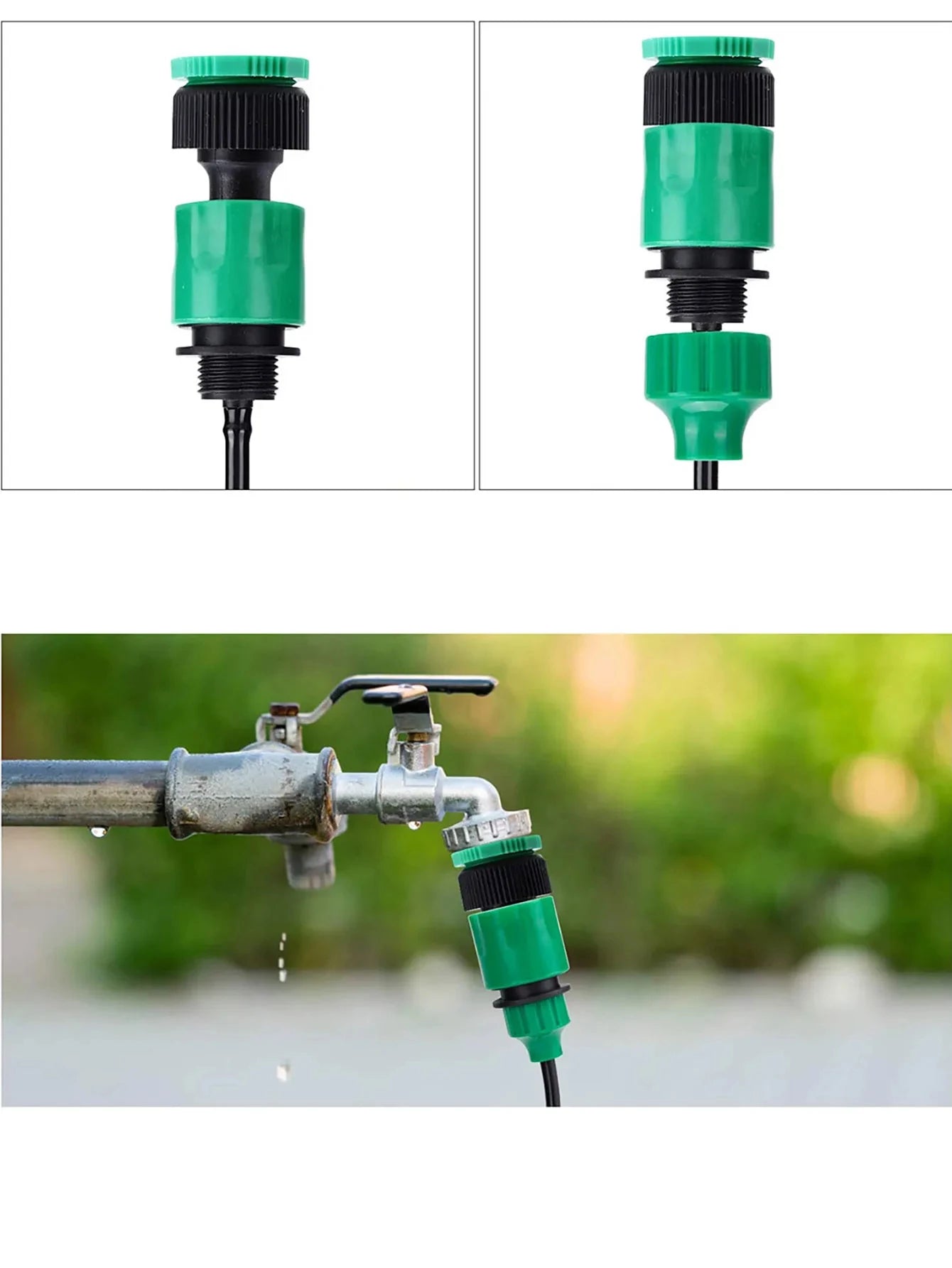 2Pcs Quick Coupling Adapter with 1/4 (ID 4mm) or 3/8'' (8mm) Barbed Connector for Irrigation Garden Watering Gardening Tools