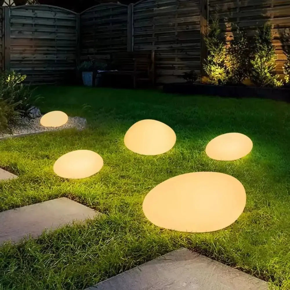 Solar Stone Light Frosted Glass Ground Lamp Outdoor Waterproof Lantern for Garden Green Light Lawn Courtyard Decorative Lamp