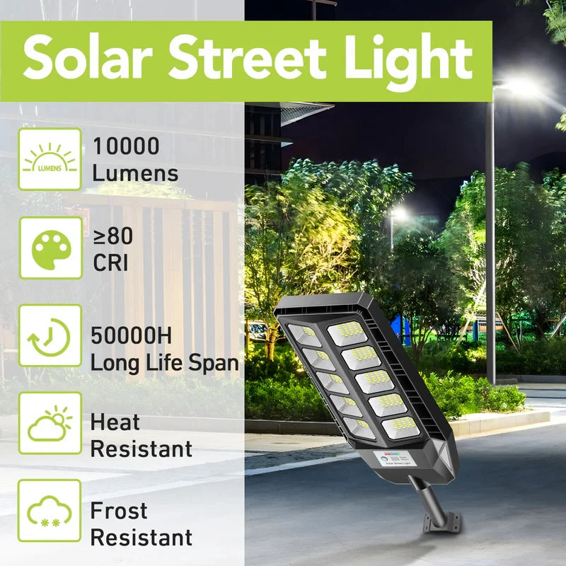 2 Pack Solar Street Light Outdoor, 4000W LED Solar Powered Flood Light with Remote Control, Motion Sensor Dusk to Dawn Security Lighting, IP66 Waterproof for Yard Driveway Garden Deck Garage
